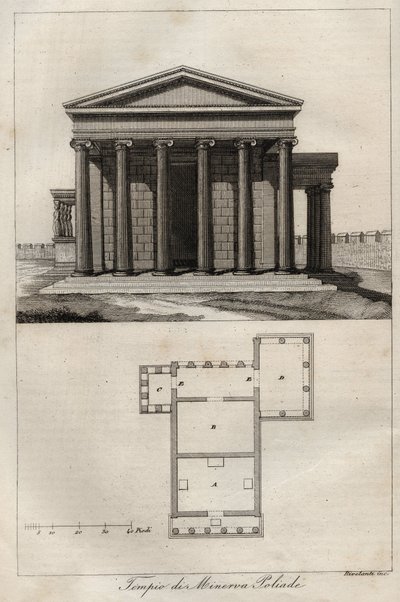 Athena Polias Tapınağı - Akropolis Atina - (Antik Athena Tapınağı) - Evrendeki Tüm Halkların “” Gümrük ve Geleneklerinden gravür. Bu, hükümetin, yasaların, milislerin, en eski zamanlardan beri tüm ulusların dininin tarihidir. by Unknown artist