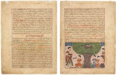 Metin Sayfası, Farsça Nesir (rekto); Ona, Oğullarına ve Soylarına Adem barışının Öyküsü (verso) by Unknown artist