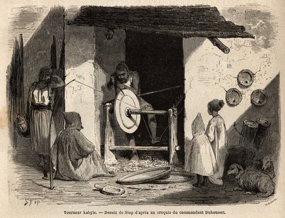 Zanaatkar Turner Kabyle, atölyesinde Kabylia