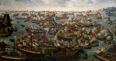 Lepanto Savaşı, 7 Ekim 1571, 16. yüzyıl sonu (tuval üzerine yağlıboya) by Unknown artist
