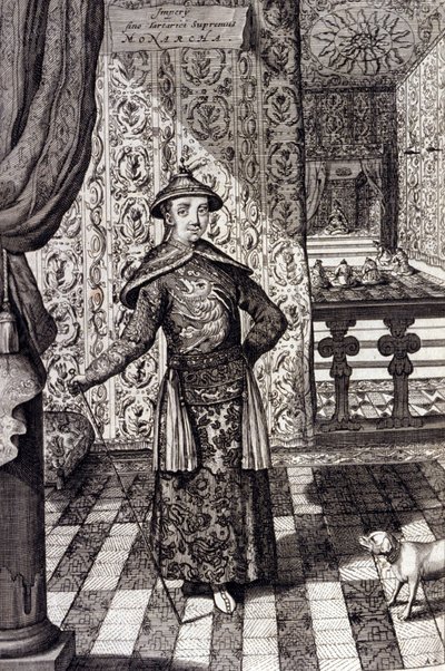 Çin İmparatoru ve Tatarların Yüce Hükümdarı - Çin imparatoru Kangxi (1652-1722) Qing hanedanı, Athanasius Kircher (1601-1680) tarafından “Çin Monumentis, qua sacris qua profanis”” 1667 - Çin İmparatoru Kangxi (1652) -1722) Qing Hanedanlığı, by Unknown artist