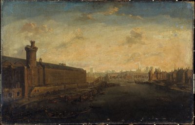 Porte Neuve, Pont-Neuf, Cité, Tour de Nesle ve Quai Malaquais ile Grande Galerie du Louvre, yaklaşık 1640, bugünkü 1. ve 6. bölgeler, 1635 ile 1645 yılları arasında (tuval üzerine yağlıboya) by Unknown artist