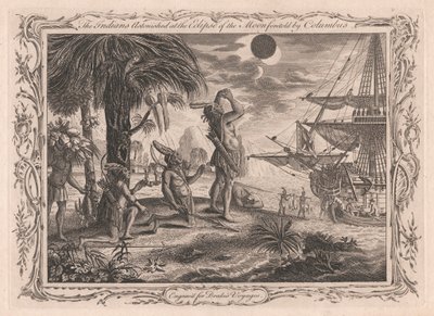 Kızılderililer, Kolomb tarafından önceden bildirilen Ay Tutulması karşısında Şaşırdılar by Unknown artist