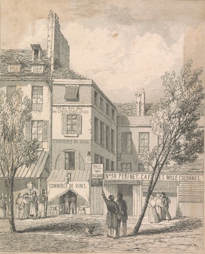 Jeschi'nin Boulevard du Temple'daki Rezidansı, yerinde yapılan bir çizimden. Bir panjurla kapatılan pencere, ölümcül motorun [Dissil?] geldiği penceredir; sayfa 2 (İkinci Cilt) by Unknown artist