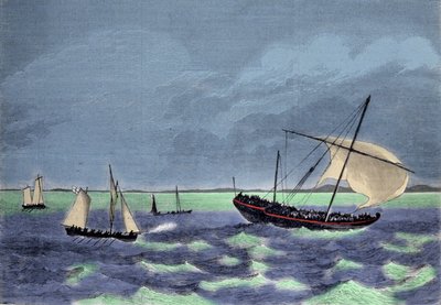 Madagaskar kıyıları boyunca bir Arap yelkenlisinin (Arap teknesi) yakalanması. by Unknown artist