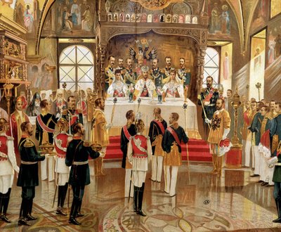 Ysar Nicholas II'nin (1868-1918) Moskova, Rusya'daki taç giyme töreni by Unknown artist