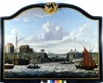 Zierikzee barajı. 18. yüzyılın anonim tablosu. Zierikzee Wastenday Siloten, Duiveland by Unknown artist