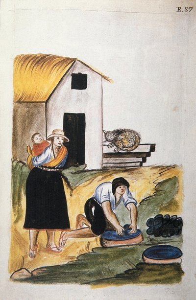 Baltazar Martinez Compañón y Bujanda, Trujillo piskoposu (1782-1785) tarafından "Trujillo del Peru" veya "Códice Martínez Compañón" kitabından yün boyama by Unknown artist