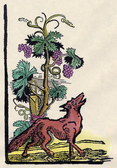 Tilki ve Üzümler. Asope Masalı (18. yüzyıl gravürü) by Unknown artist