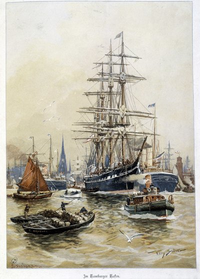 19. yüzyılda Hamburg limanı by Unknown artist