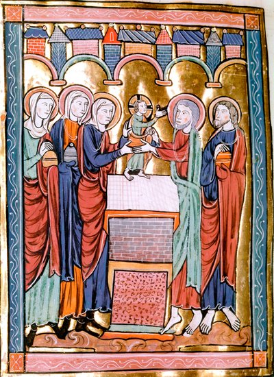 Minyatür tapınaktaki sunum “” Liber Psalmorum Cum Calendario”” veya “” Psaltier à l