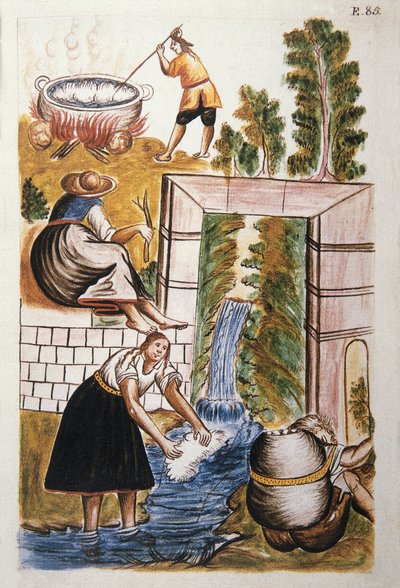 Baltazar Martinez Compañón y Bujanda, Trujillo piskoposu (1782-1785) tarafından "Trujillo del Peru" veya "Códice Martínez Compañón" kitabından yün işi by Unknown artist