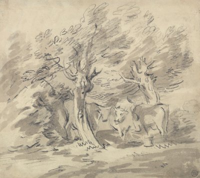 Bir Grup Ağacın Altında Duran Üç İnek by Unknown artist