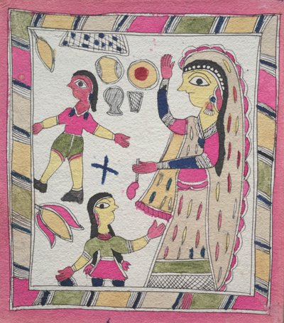 Üç Figür: top oynayan iki çocuğu olan kadın by Unknown artist