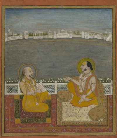 Tilkayat Dauji II Maharaj bir ziyaretçi ile by Unknown artist