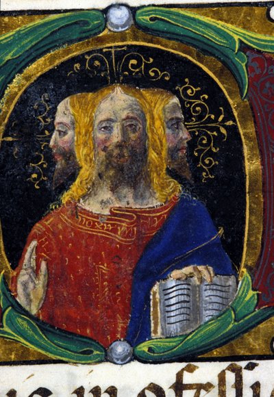 Üç yüzlü Trinity (3 kafa). Codex Carmosano by Unknown artist