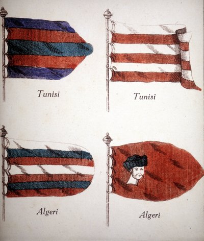 18. yüzyılın sonundan kalma Tunus ve Cezayir bayrakları. by Unknown artist