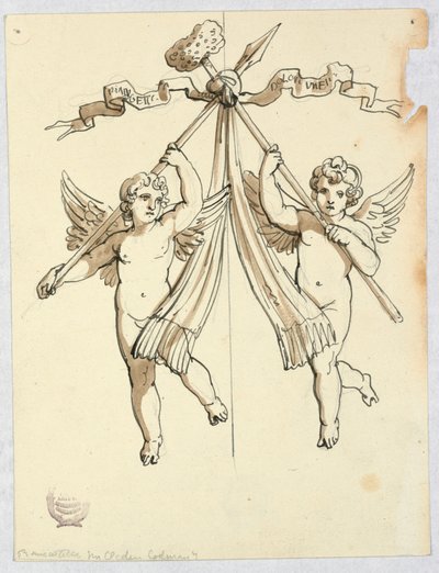 Mızraklı ve Kutsal Süngerli İki Melek by Unknown artist