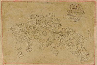 İki kompozit filler, dövüşüyor by Unknown artist