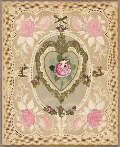 İsimsiz Sevgililer Günü (Pembe Çiçekler ve Putti) by Unknown artist