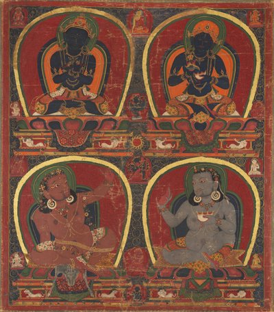 Vajradhara, Nairatmya ve Mahasiddhas Virupa ve Kanha by Unknown artist