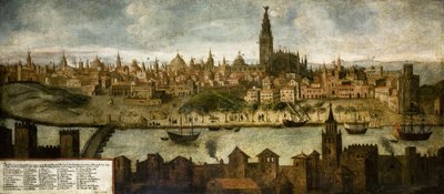 Hispalis (Sevilla), Anonim görünümü. Tuval üzerine yağlı boya, ebat : 108x242 by Unknown artist