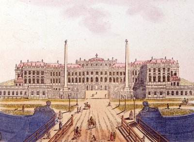 Avusturya İmparatorluk Ailesi'nin eski ikametgahı olan Schonbrunn Kalesi'nin görünümü, Viyana, Avusturya, 1820'den kalma gravür by Unknown artist