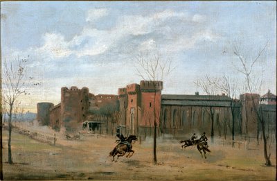 Süvari eğitimi ile Sforza kalesine bakış (resim by Unknown artist