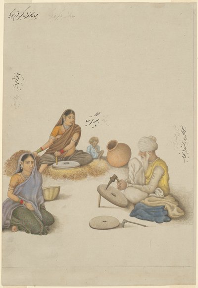 Mısır Öğüten Köylüler, Fraser Albümünden bir sayfa by Unknown artist