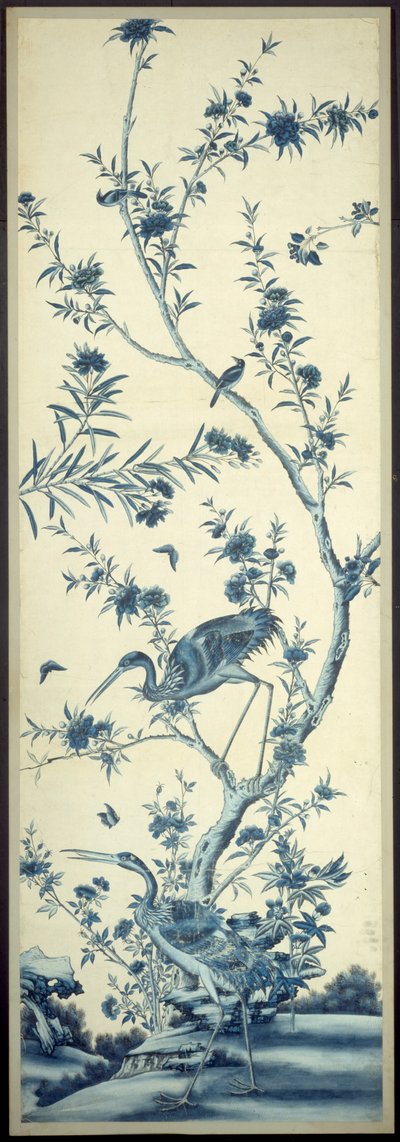 Kuşlar ve Çiçekli Ağaçlar ile Duvar Kağıdı Paneli by Unknown artist
