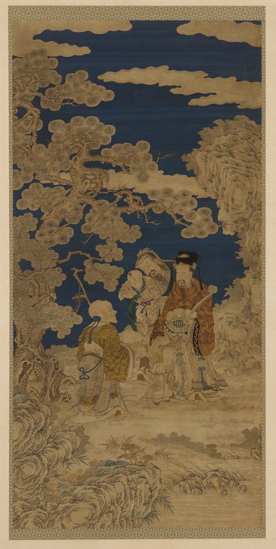 Atkı dokuma goblen (kesi): İki Çocuk Olarak Kişileştirilmiş Üç Yıldız Tanrı ve Sevinç by Unknown artist
