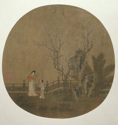 Saray Bahçesinde Kadın Hizmetçi ile Kadın by Unknown artist