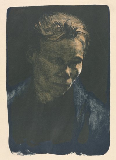Mavi Şallı Çalışan Kadın by Unknown artist