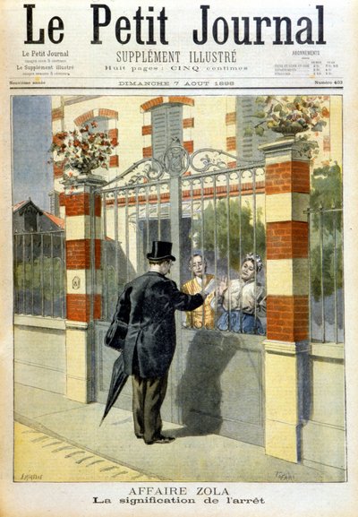 Zola davası - yargı hizmeti. Kapak Le petit Journal, 7/8/1898. by Unknown artist