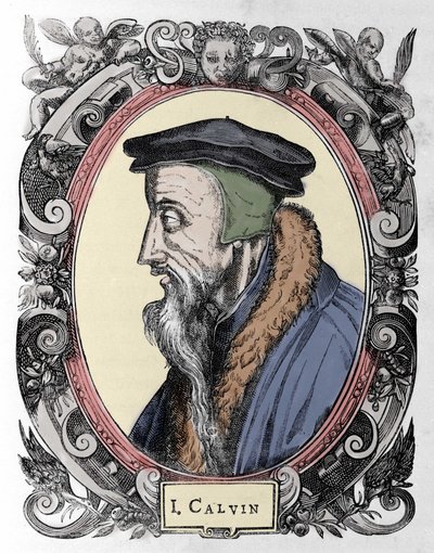 Jean Calvin (1509-1564), Fransız dini reformcu ve yazar portresi. by Unknown artist