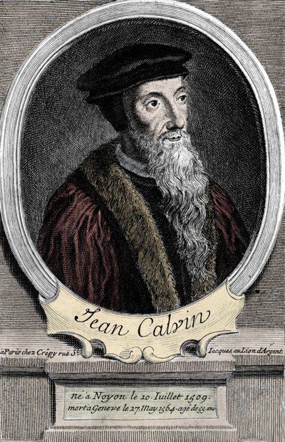 Jean Calvin (1509-1564), Fransız dini reformcu ve yazar portresi. by Unknown artist
