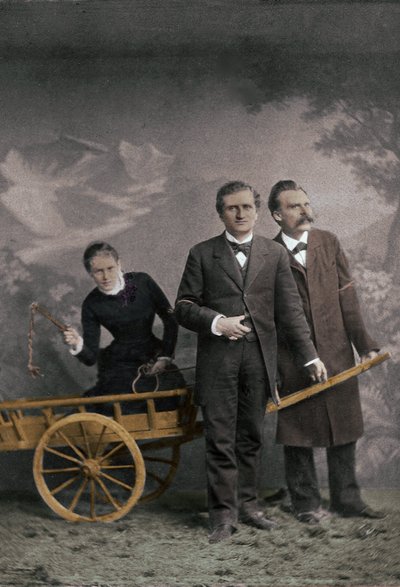 Paul Ree (1849-1901) İngiliz filozof - Lou Andreas-Salome (1861-1937) (Andreas Salome) Rus psikanalist - Friedrich Nietzsche (1844-1900) Alman filozof - Mayıs 1882 (Lucerne, Atelier Jules Bonnet) sayısal boyama - by Unknown photographer