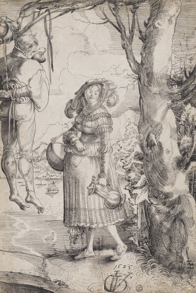 Asılmış adamın yanındaki kadın by Urs (1485-1528) Graf