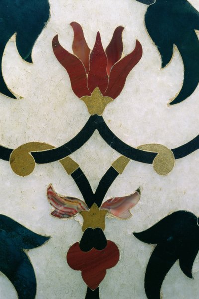 Lotus çiçekleri, dış duvardan detay by Ustad Ahmad Lahori