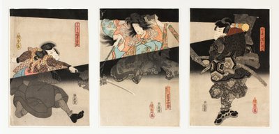 Kiraz Ruhu Triptik by Utagawa (1786-1865) Kunisada