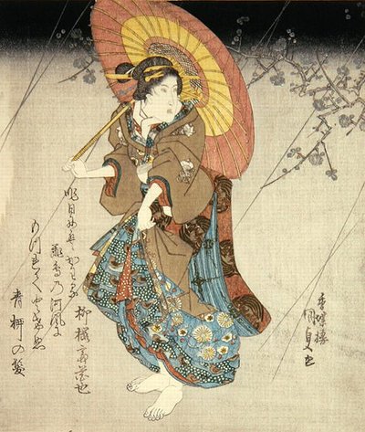 Bir sevgili rolünde Iwai Kumesaburo II, c.1827-30 (renkli tahta baskı) by Utagawa Kunisada