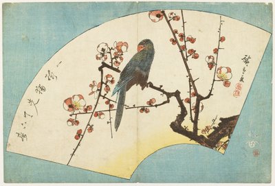 (Çiçekli Erik Üzerinde Papağan), 19. yüzyıl ortası by Utagawa Hiroshige