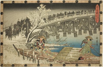 Bölüm 11, Bölüm 1: "Sadık Hizmetlilerin İntikamı (Chushingura)" dizisinden Gece Saldırısına Yaklaşım (Juichidanme ichi, yochi oshiyose) by Utagawa Hiroshige