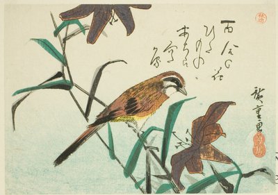 kiraz kuşu ve zambak by Utagawa Hiroshige