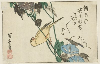 Kanarya ve sabah zaferleri by Utagawa Hiroshige
