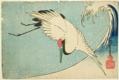 Dalga üzerinde uçan vinç by Utagawa Hiroshige