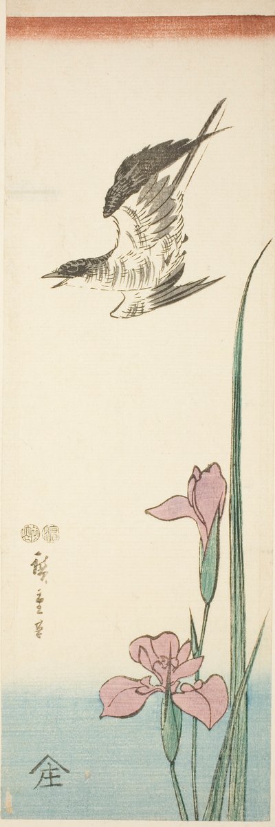 guguk kuşu ve iris by Utagawa Hiroshige