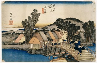Hodogaya, Shinkame Bashi, İstasyon 5 (renkli baskı üzerine tahta blok) by Utagawa Hiroshige