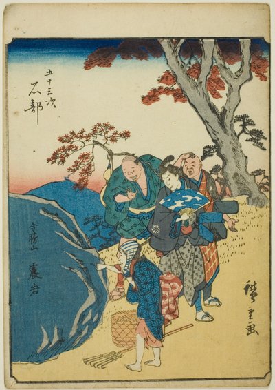 Ishibe, "Tokaido'nun Elli Üç İstasyonu (Gojusan tsugi)" serisinden, Figür Tokaido (Jinbutsu Tokaido) olarak da bilinir. by Utagawa Hiroshige