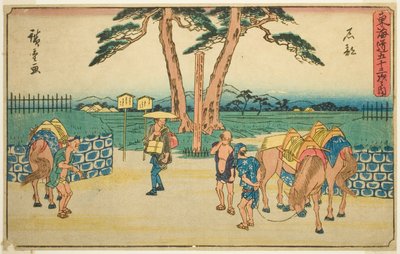 Ishibe, "Tokaido'nun Elli Üç İstasyonu (Tokaido gojusan tsugi no uchi)" serisinden Gyosho Tokaido olarak da bilinir by Utagawa Hiroshige